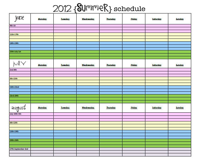 {2012 summer schedule}