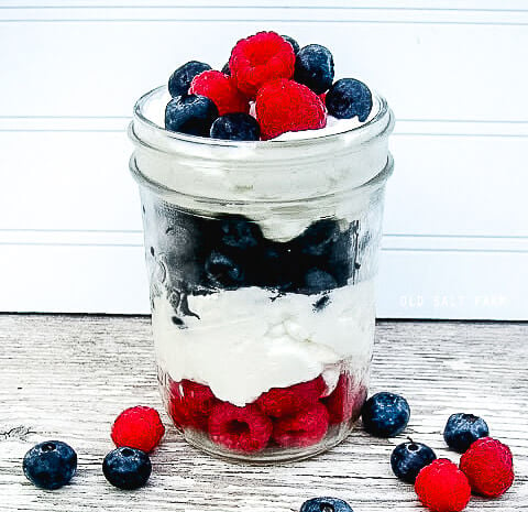 Berry trifle in a jar