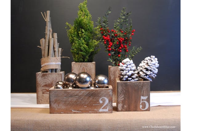 {barnwood boxes from chalkboard blue}