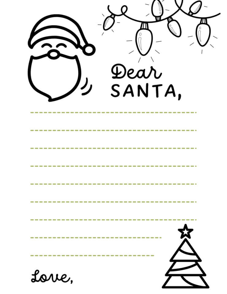 Printable Coloring Letter to Santa template