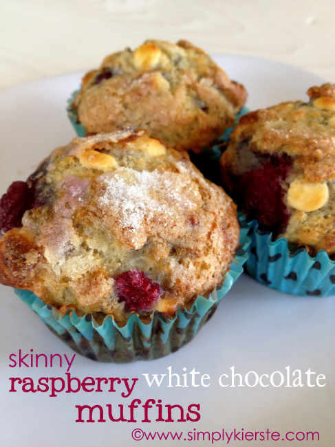 Skinny Rasperry & White Chocolate Muffins | oldsaltfarm.com