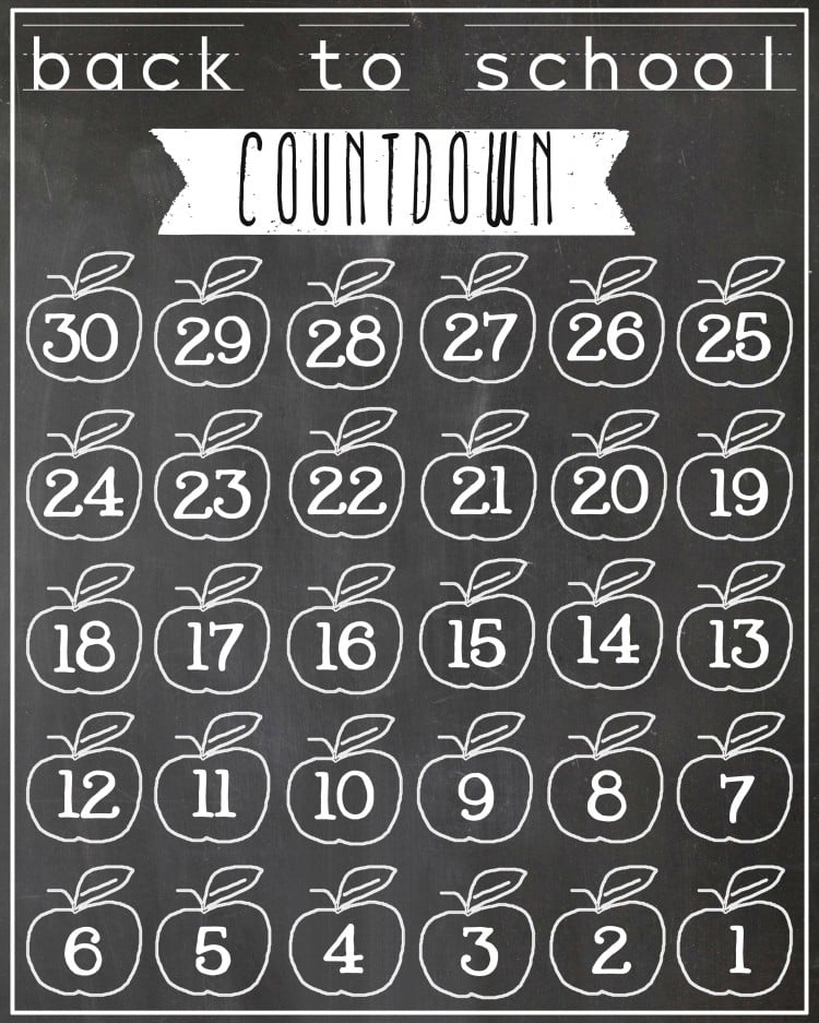 Chalkboard Back to School Countdown | oldsaltfarm.com