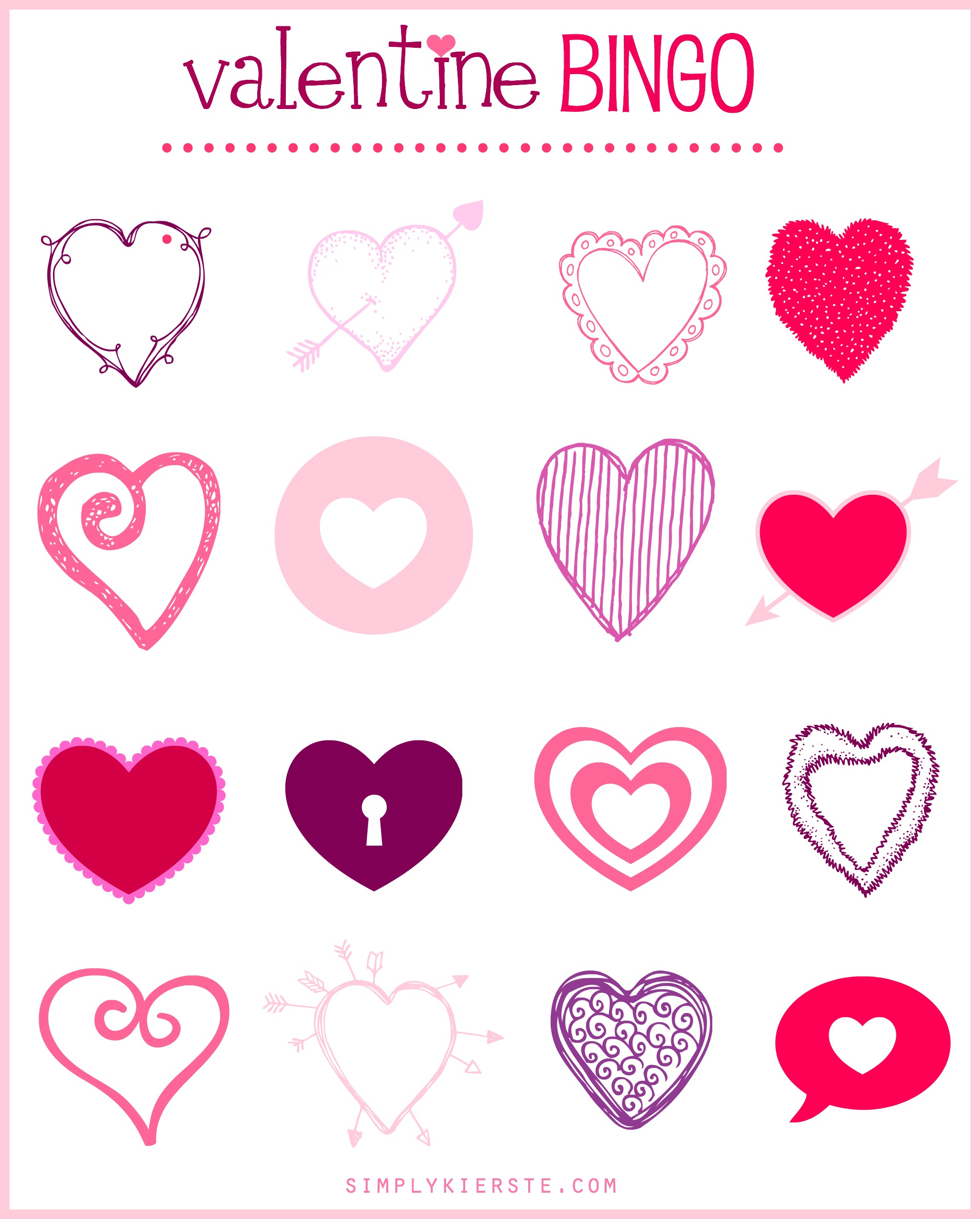 Valentine bingo! Free Printable