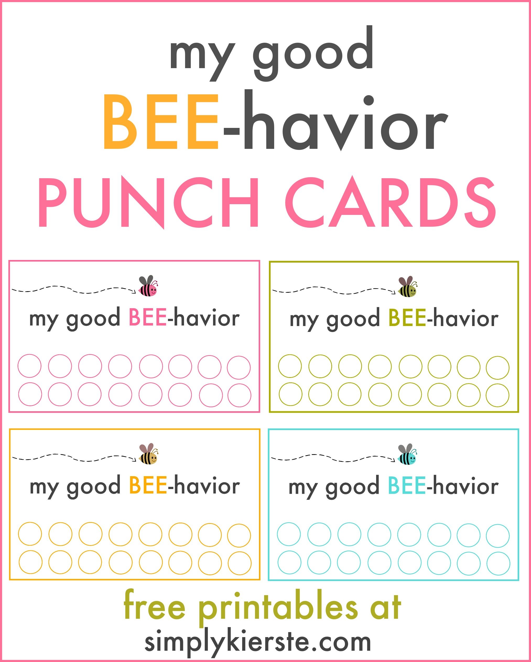 Good behavior punch cards