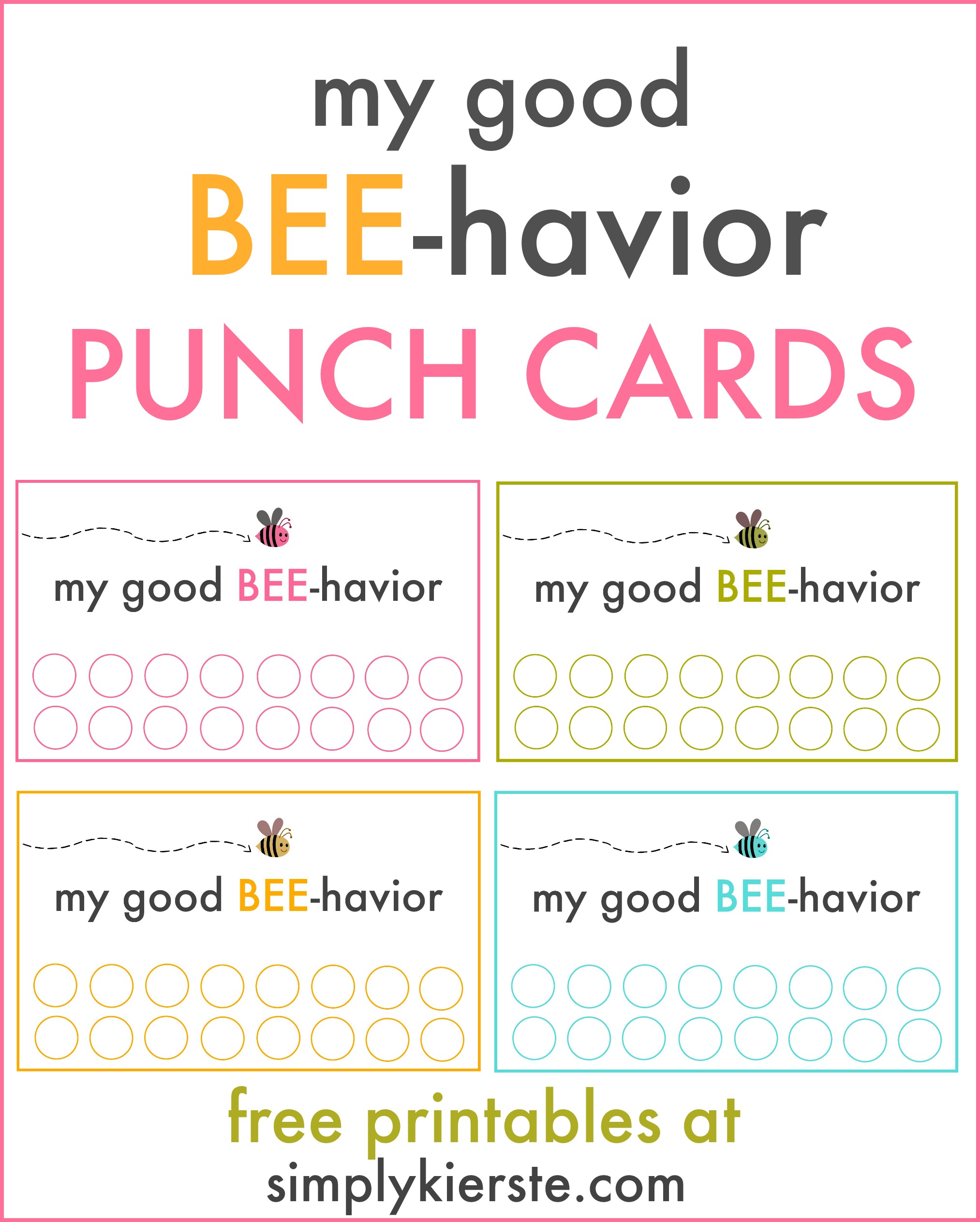 Good Behavior Punch Cards Oldsaltfarm