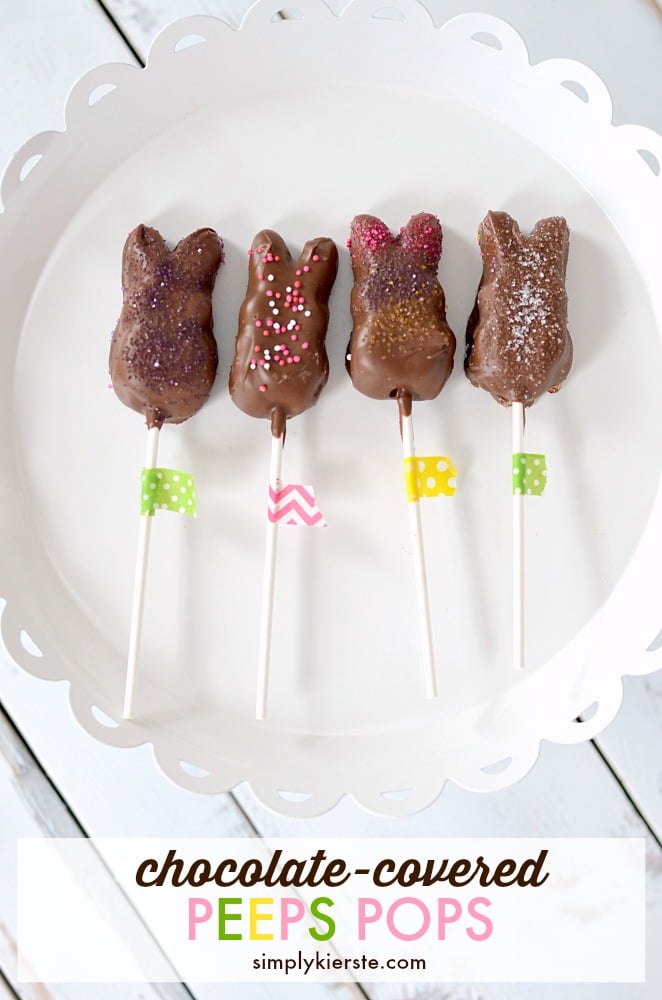 Chocolate-Covered Peeps Pops