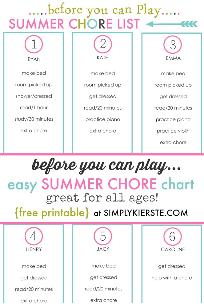 Save your sanity with a “before you can play” chore list!