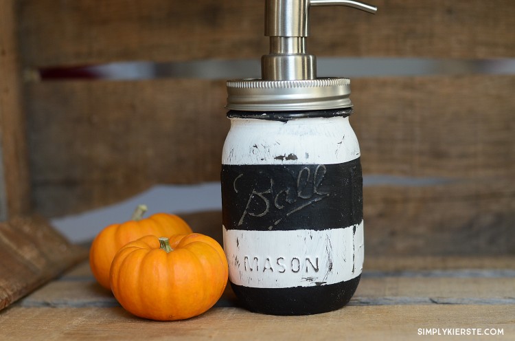 Striped Mason Jar Soap Pump | oldsaltfarm.com