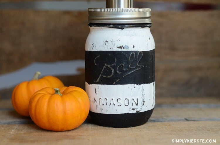 DIY Striped Mason Jar Soap Pump | oldsaltfarm.com