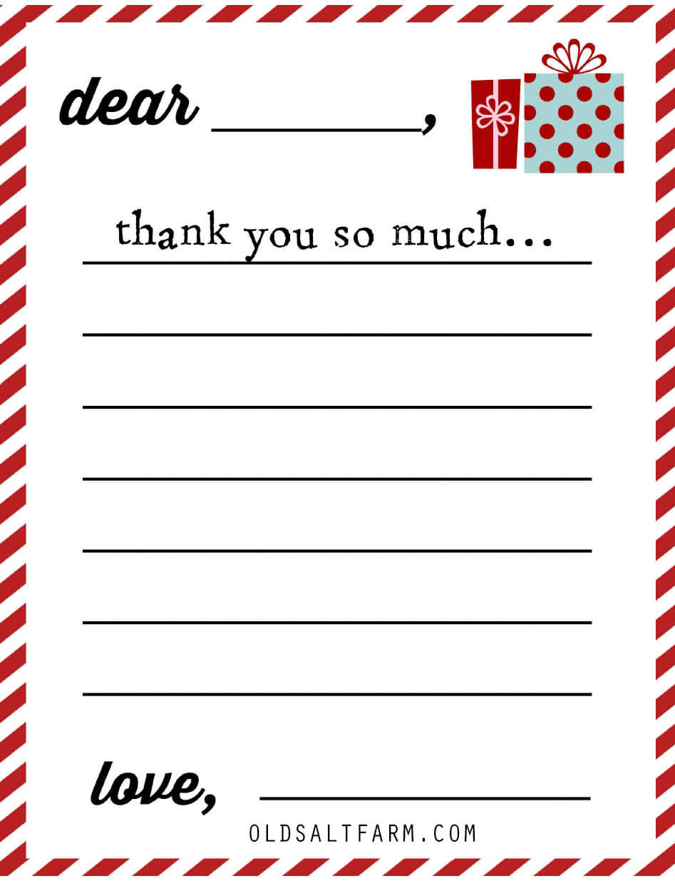 Christmas Thank You Notes For Kids
