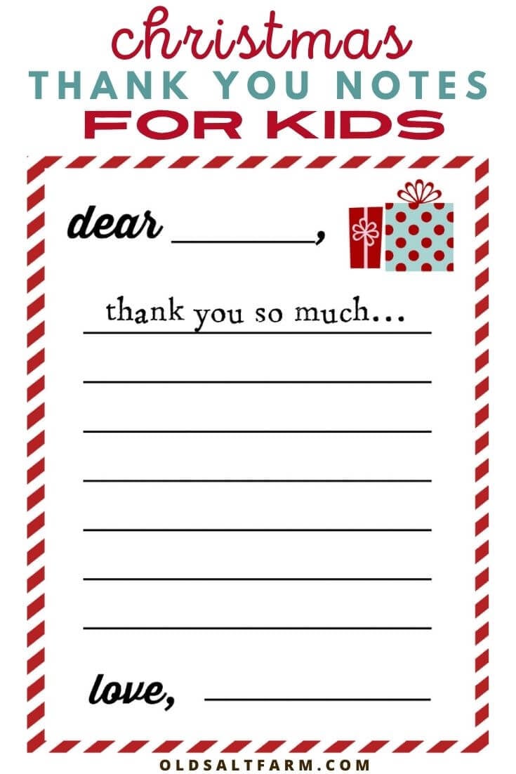 Christmas Thank You Notes for Kids