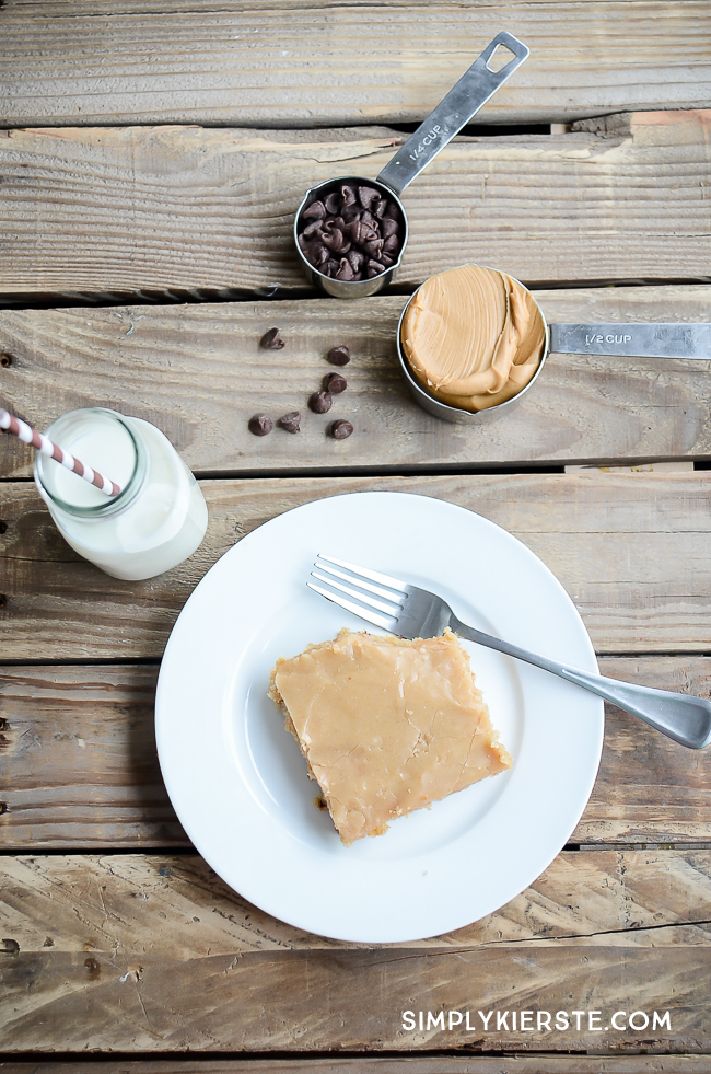 Peanut Butter Chocolate Chip Sheet Cake | oldsaltfarm.com