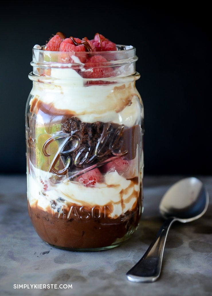 Chocolate Brownie Trifle in a Jar | oldsaltfarm.com