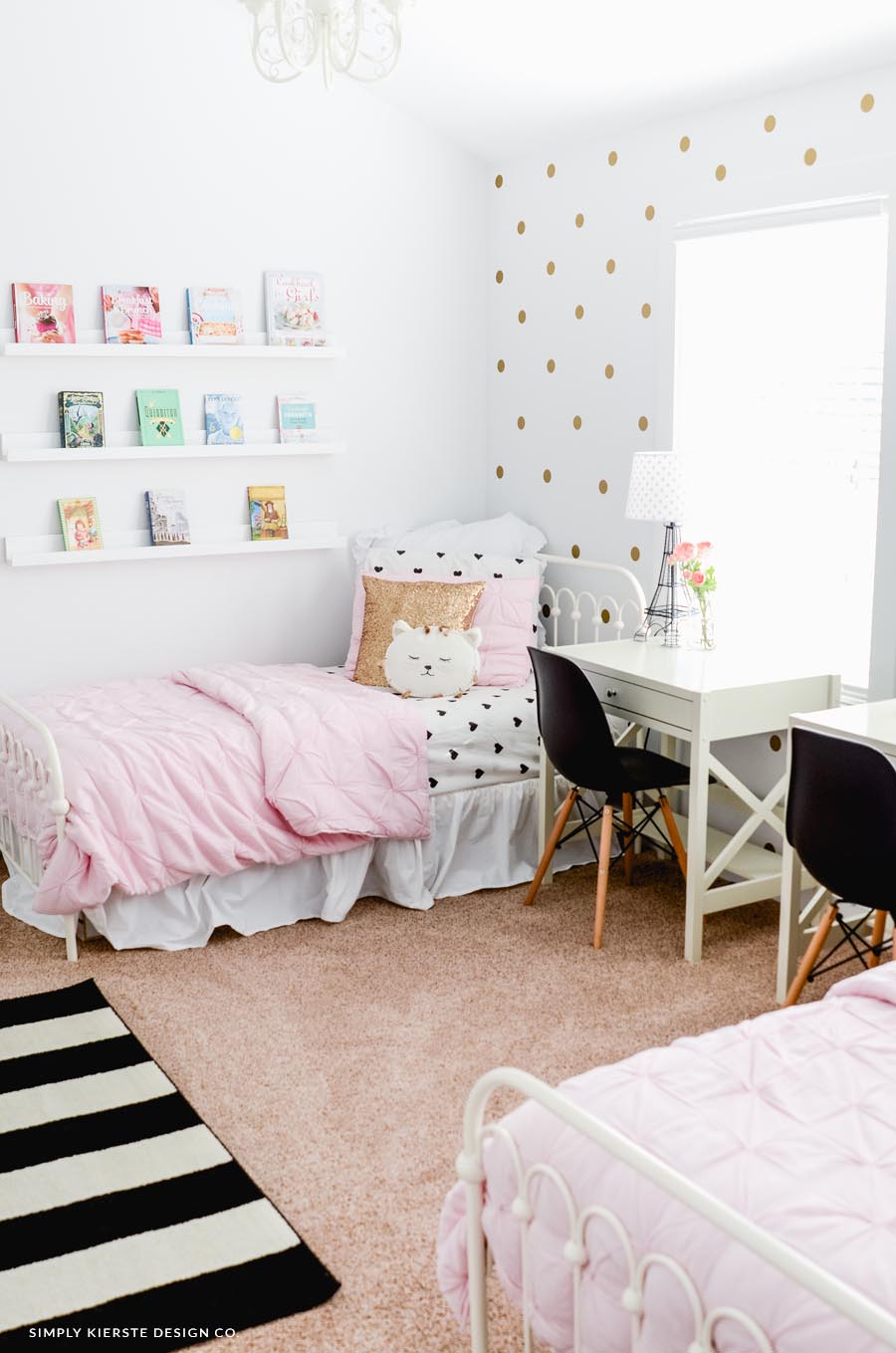 Pink & Gold Girls' Bedroom Makeover