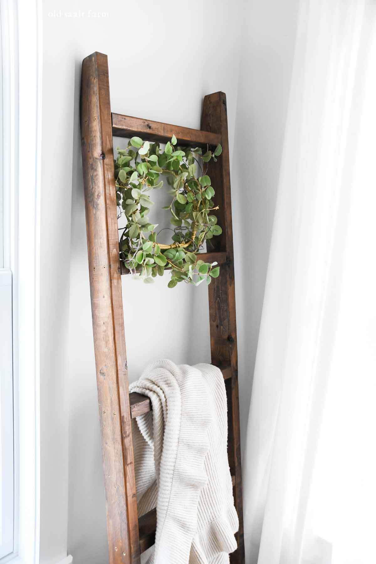 Easy $15 DIY Wooden Blanket Ladder