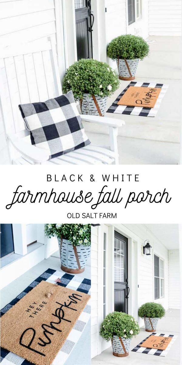 Black & White Farmhouse Fall Porch