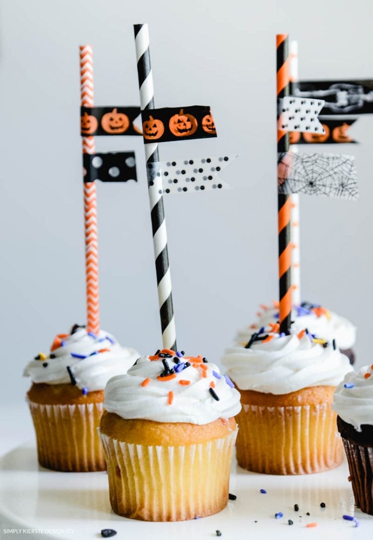Halloween Washi Tape Cupcake Toppers