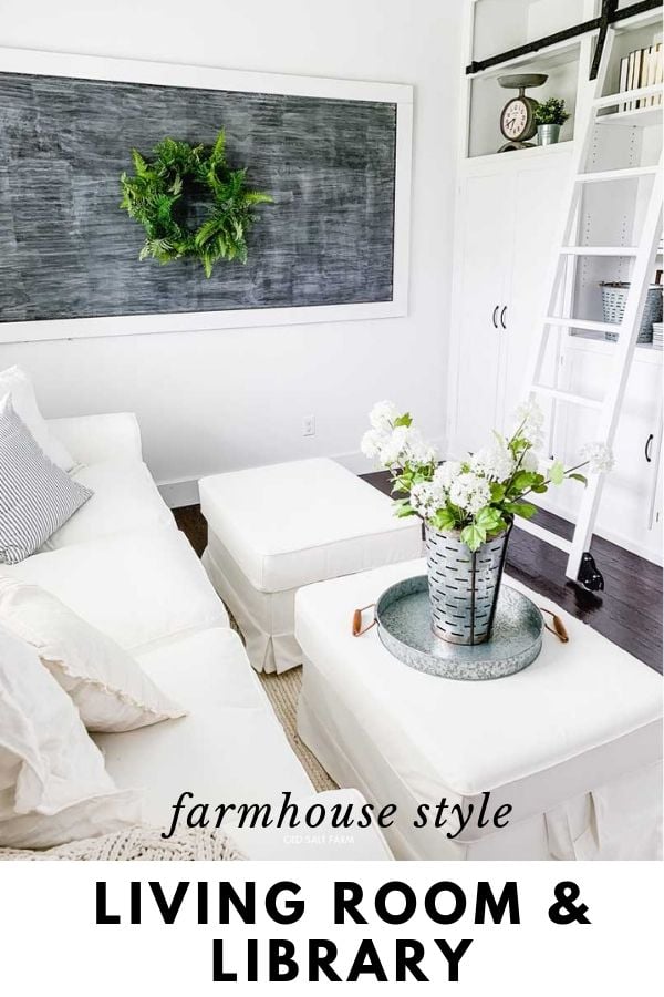 Farmhouse Living Room and Library