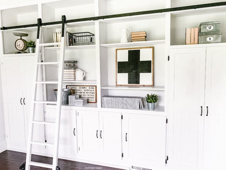 Diy Floor To Ceiling Bookshelves And, Farmhouse Style Ladder Bookcase Design