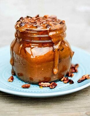 Microwave Caramel Sauce with Pecans