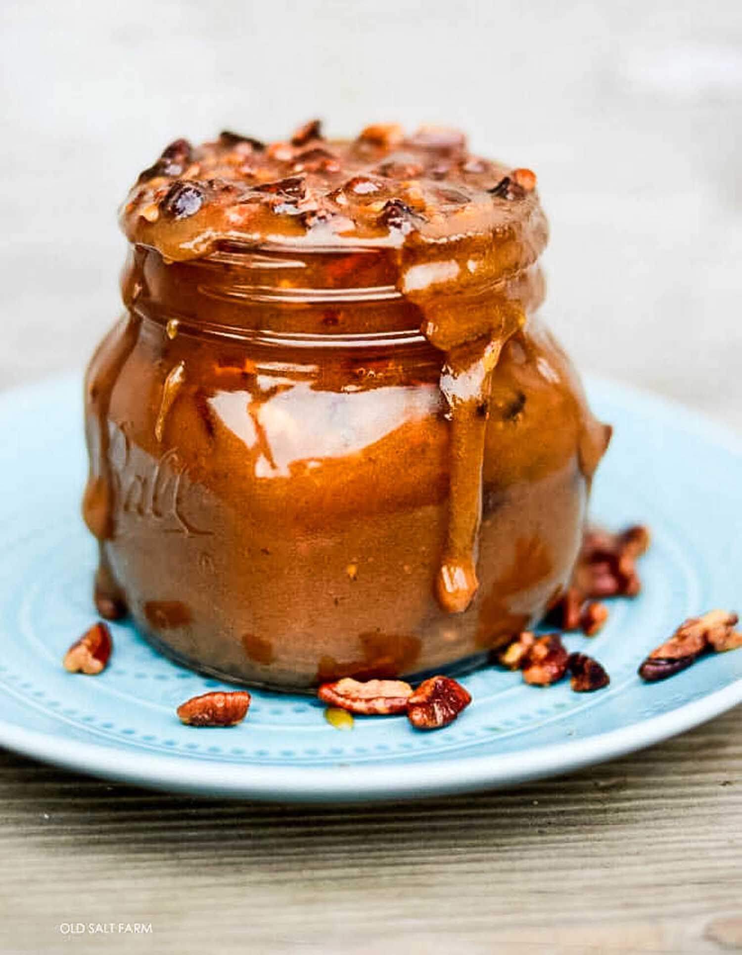 Easy Microwave Caramel Sauce with pecans