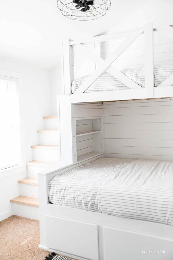 Diy Built In Bunk Beds With Stairs, How To Build In Wall Bunk Beds