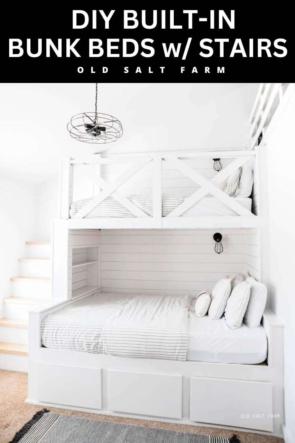 DIY Built-in Bunk Beds With Stairs | Old Salt Farm