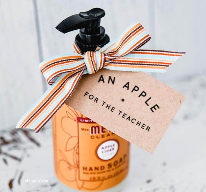 an apple for the teacher gift hand soap 