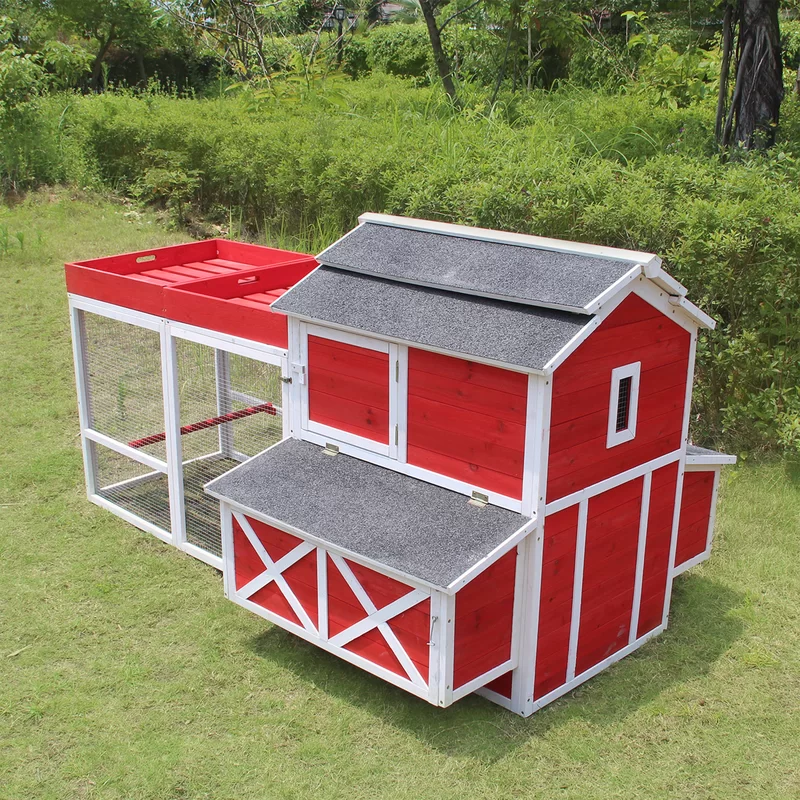 barn style chicken coop red and white