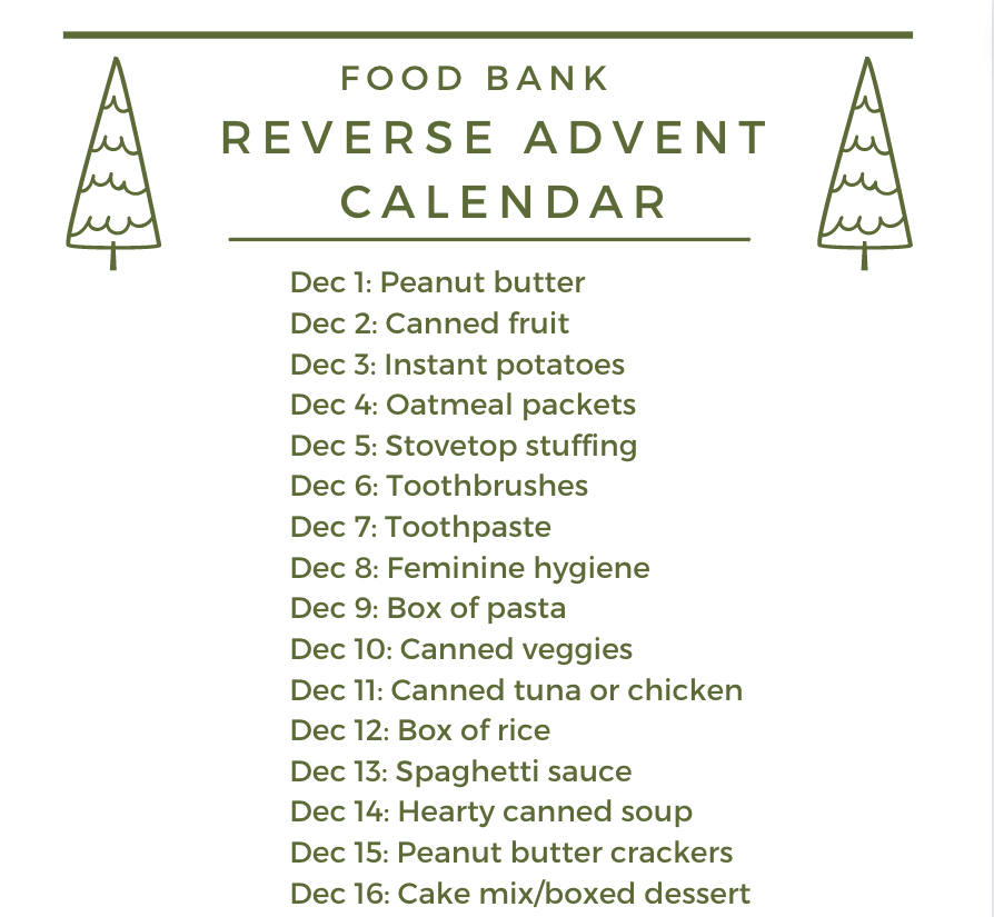 Food Bank Reverse Advent Calendar