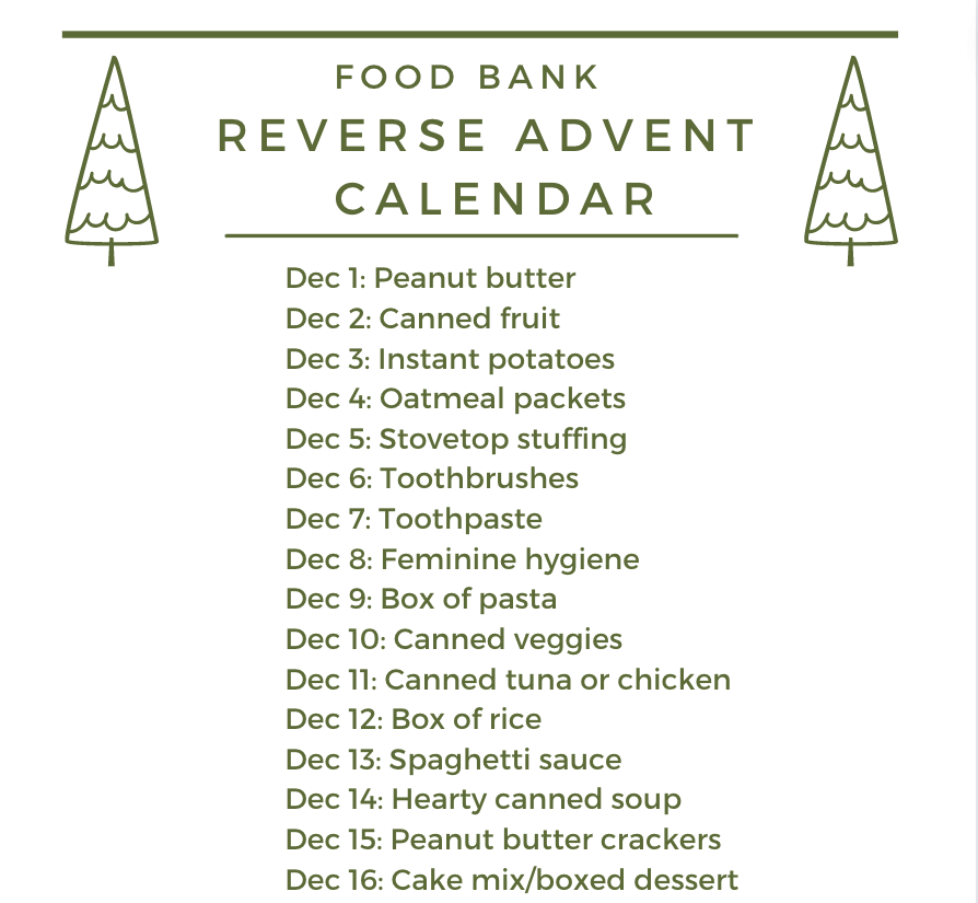 Food Bank Reverse Advent Calendar | Old Salt Farm