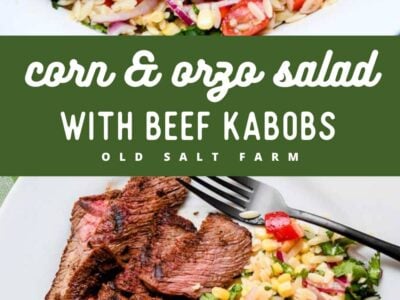 Corn and Orzo Salad with Beef Kabobs