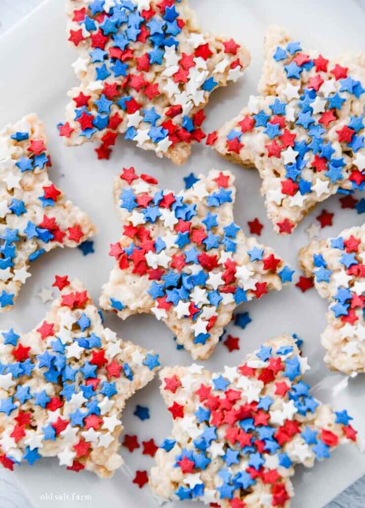 Red, White, and Blue Rice Krispie Treats 