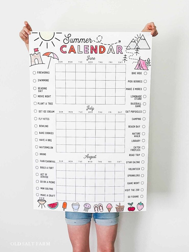 Summer Activities Calendar Poster