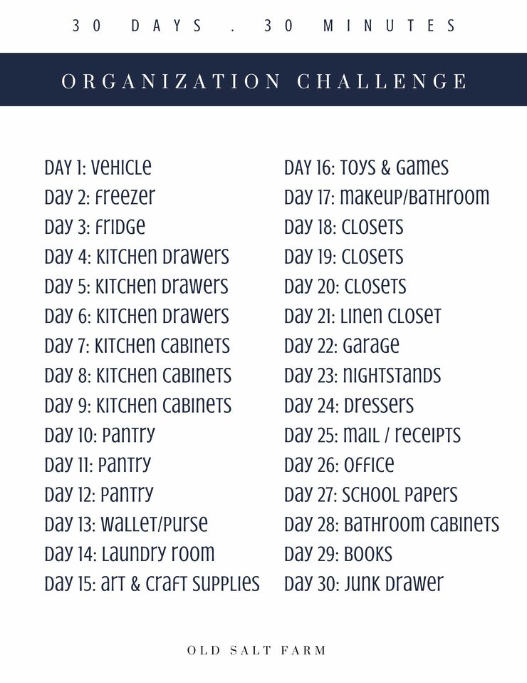 30 Minute, 30 Day Organization Challenge